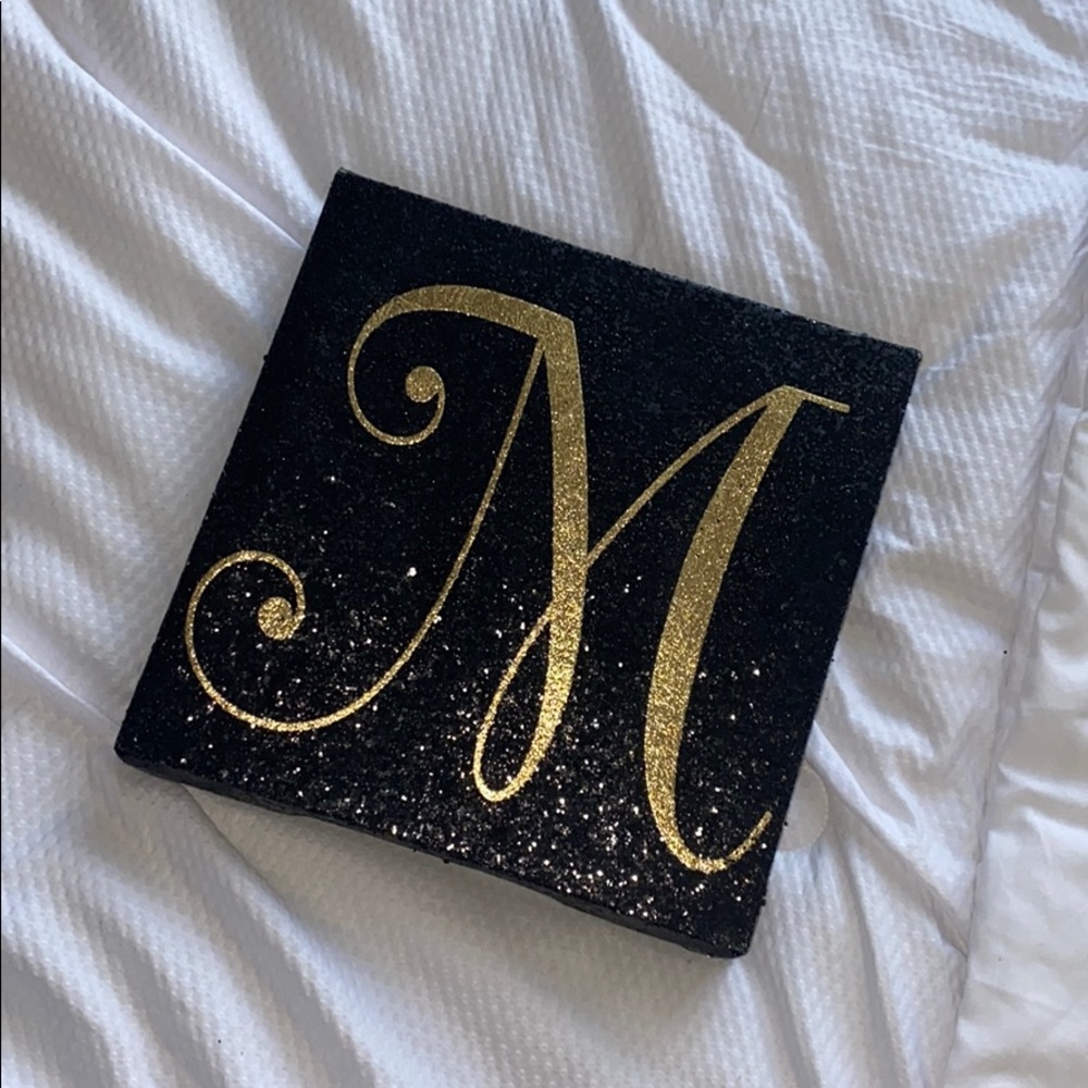 Sparkly Black “M” Canvas